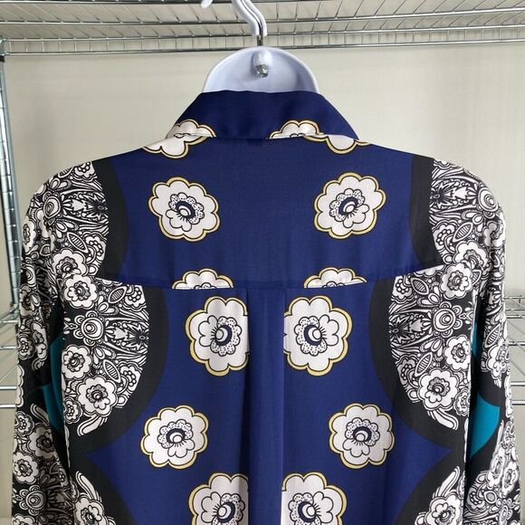 Express The Portofino Shirt Regular Fit Button-Up Blue Aqua Floral Print Size A - Picture 11 of 12
